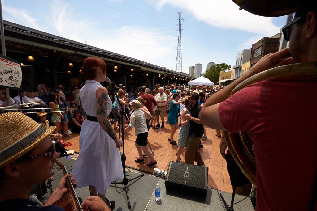 The French Market stage at the French Quarter Festival Photo by Derek Bridges